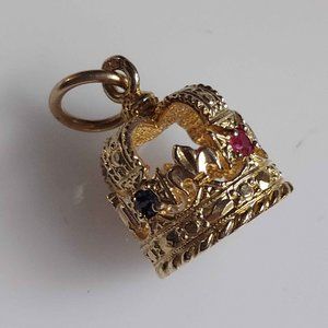 10k Crown Charm/Pendant with Stones